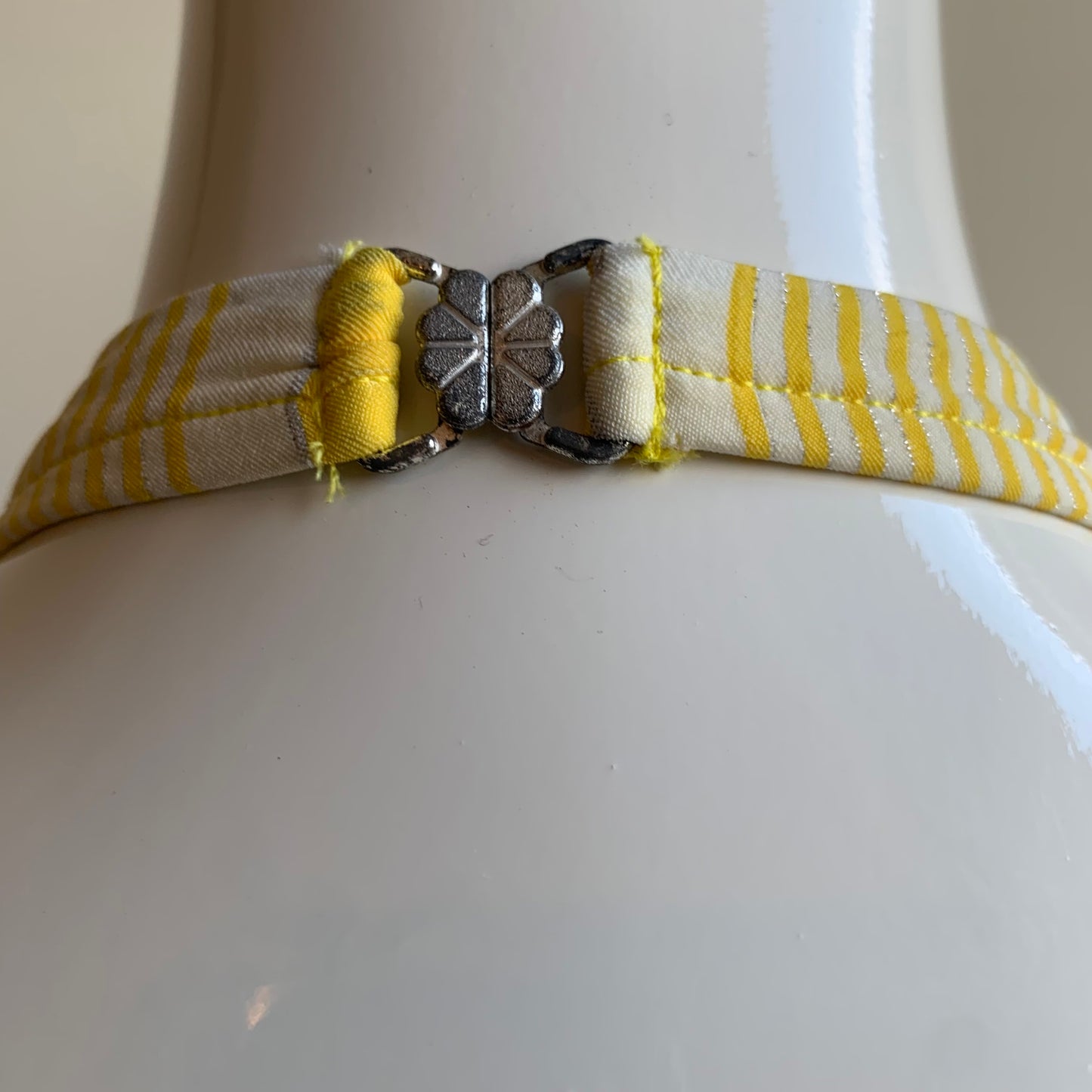 Sauvage yellow silver striped foil lace up bikini