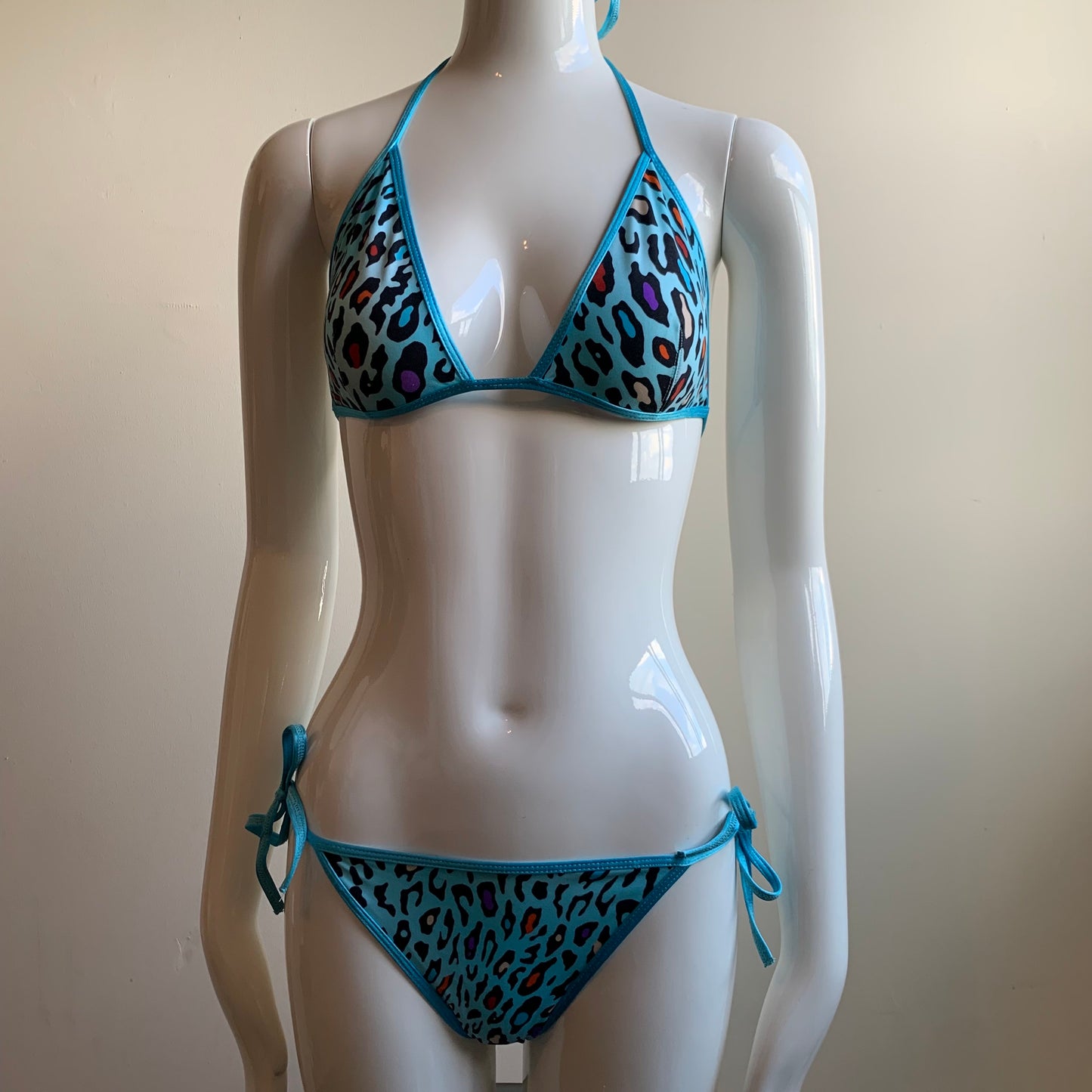Sauvage California blue multi color animal print bikini