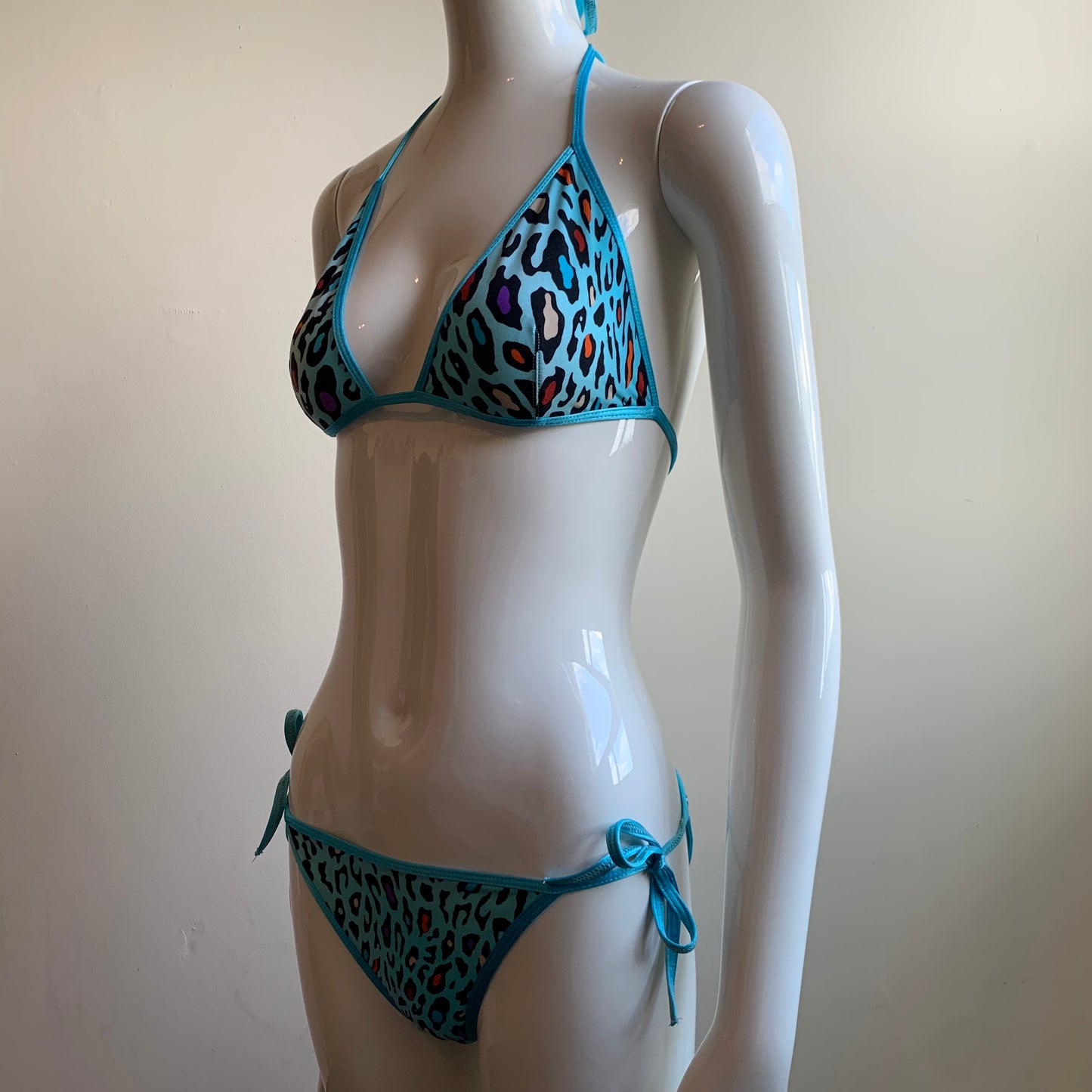 Sauvage California blue multi color animal print bikini