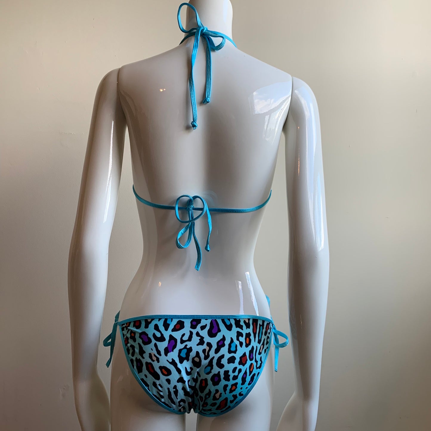 Sauvage California blue multi color animal print bikini