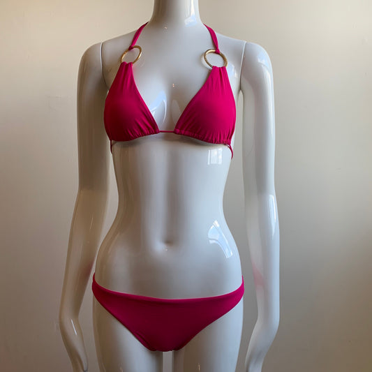Sauvage california hot pink gold ring triangle top luxury bikini