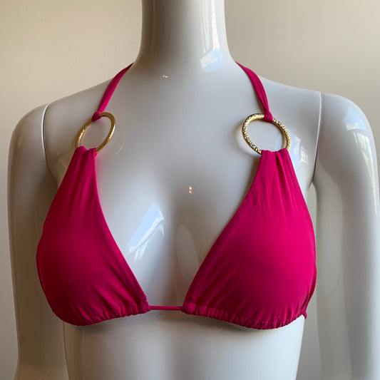 Sauvage california hot pink gold ring triangle top luxury bikini