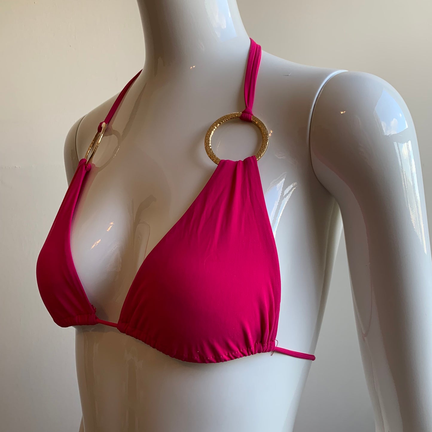 Sauvage california hot pink gold ring triangle top luxury bikini