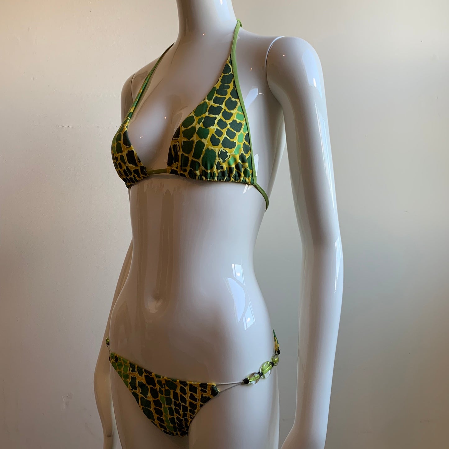 Sauvage california green crocodile print triangle top luxury bikini