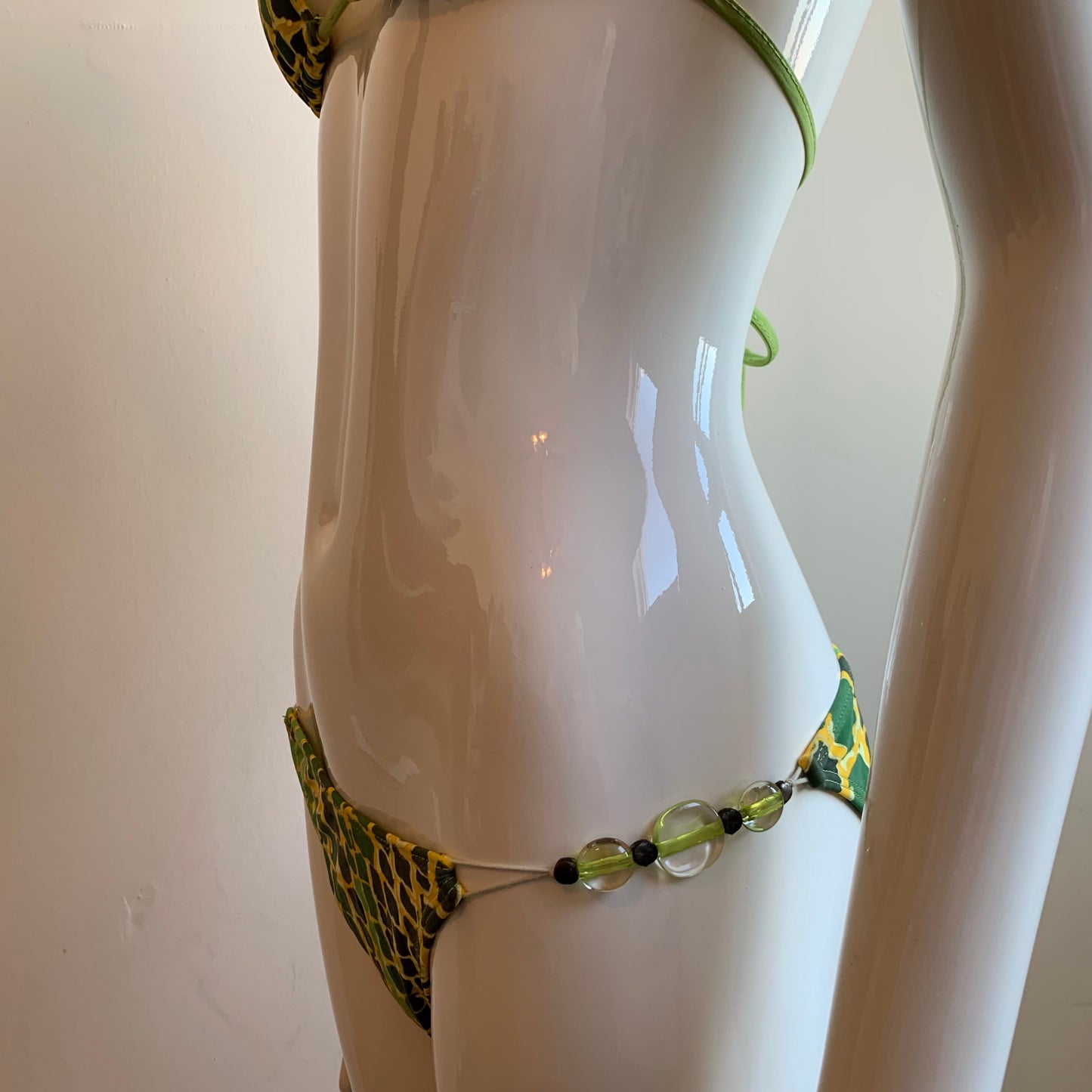 Sauvage california green crocodile print triangle top luxury bikini