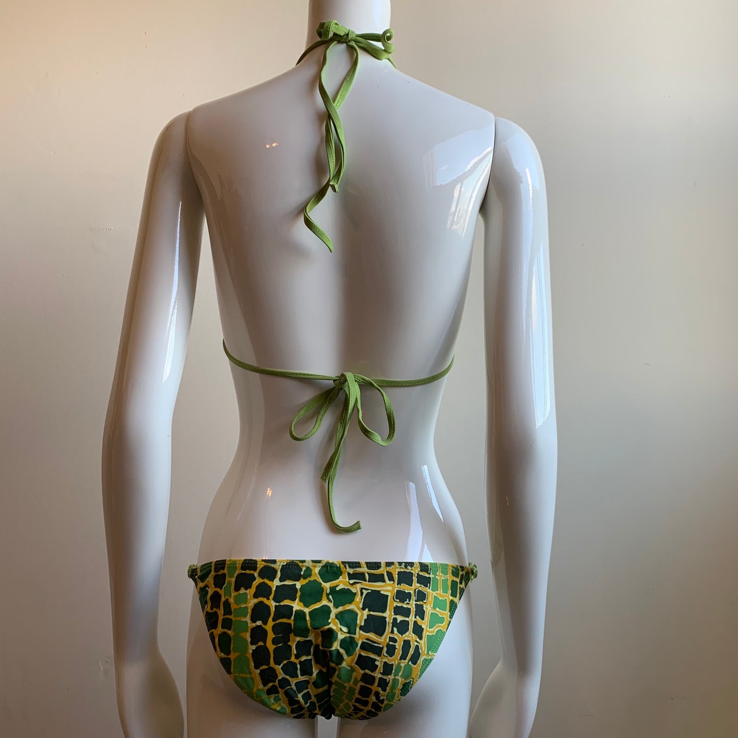 Sauvage california green crocodile print triangle top luxury bikini