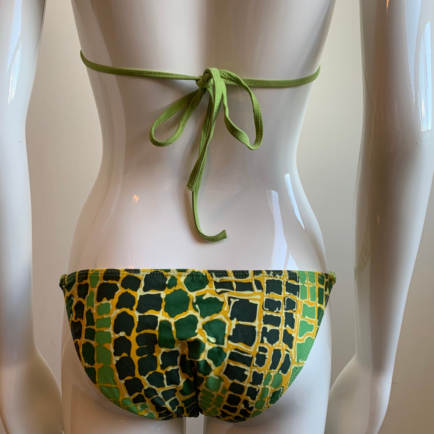Sauvage california green crocodile print triangle top luxury bikini