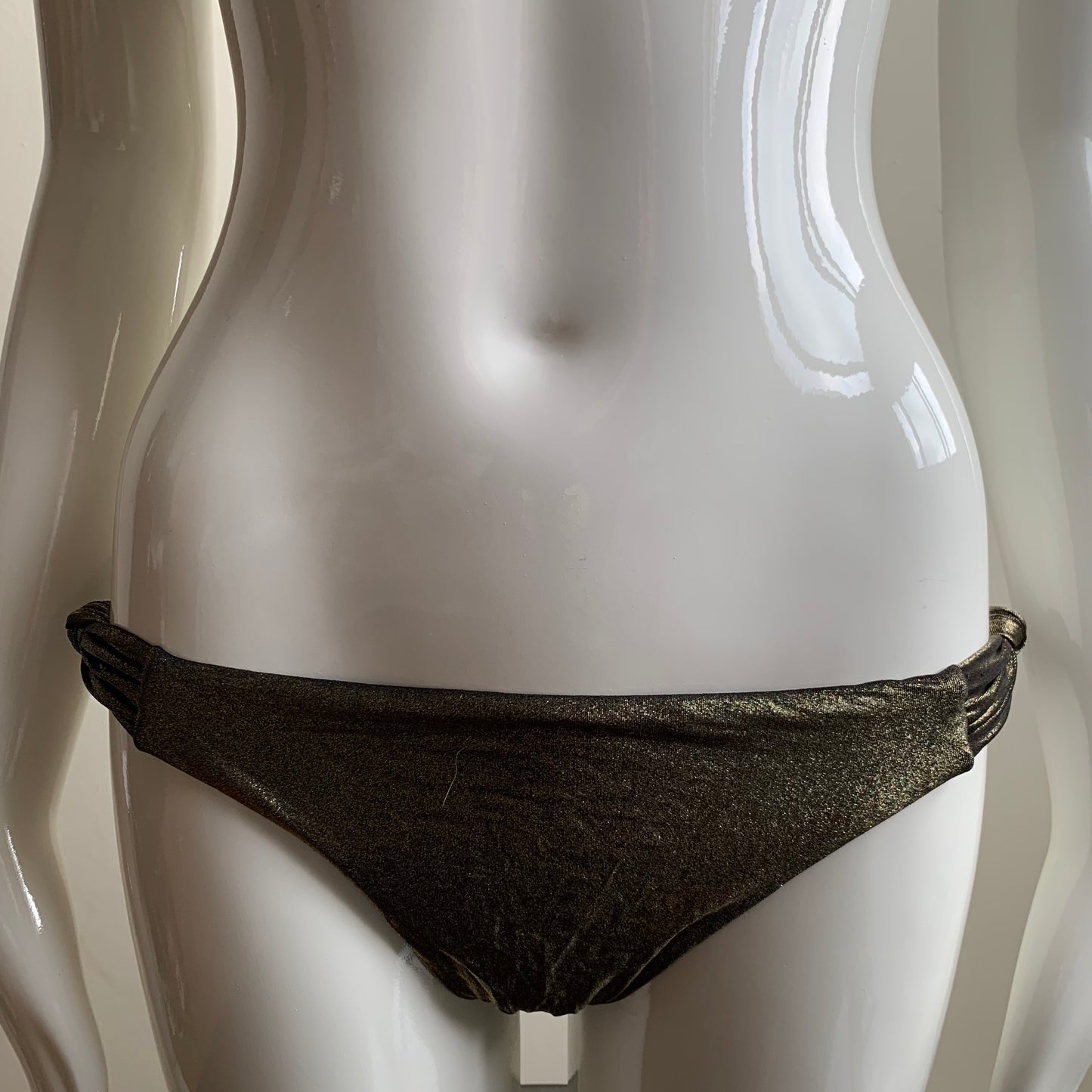 Sauvage california bronze gold beaded halter top luxury bikini