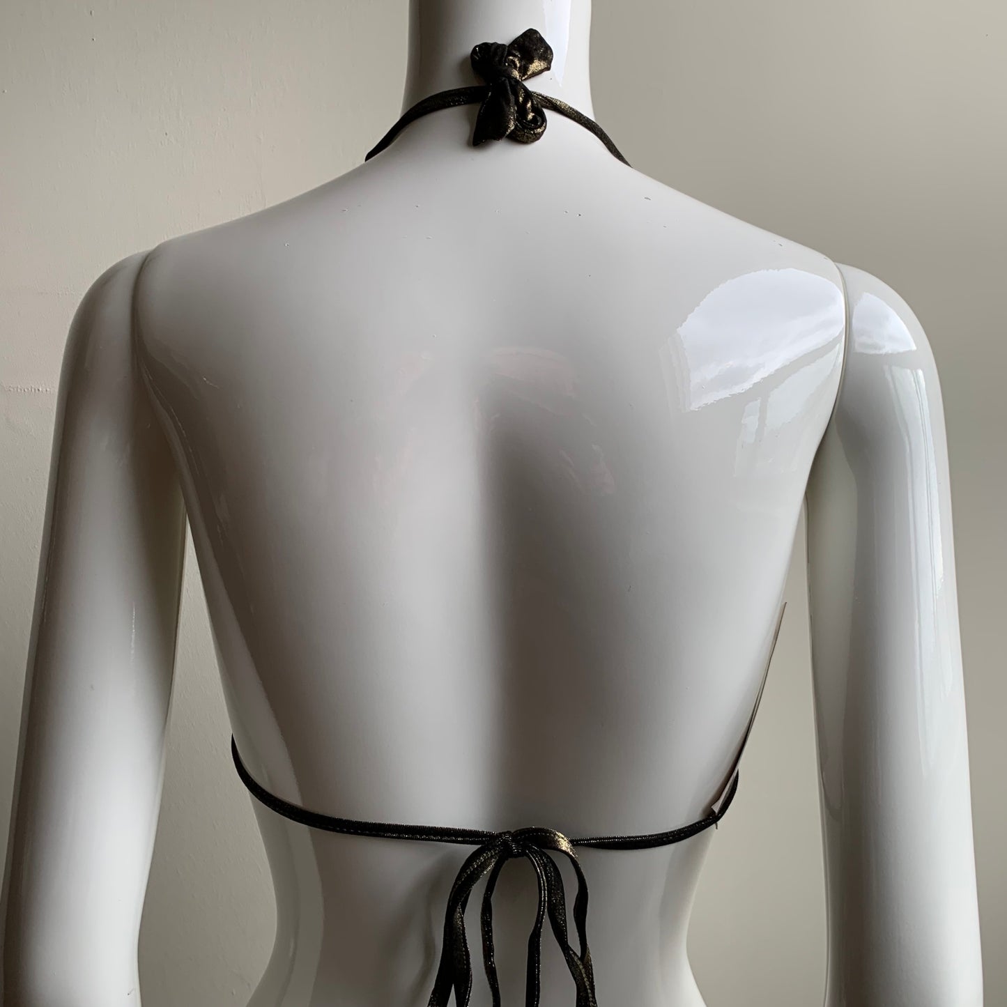 Sauvage california bronze gold beaded halter top luxury bikini