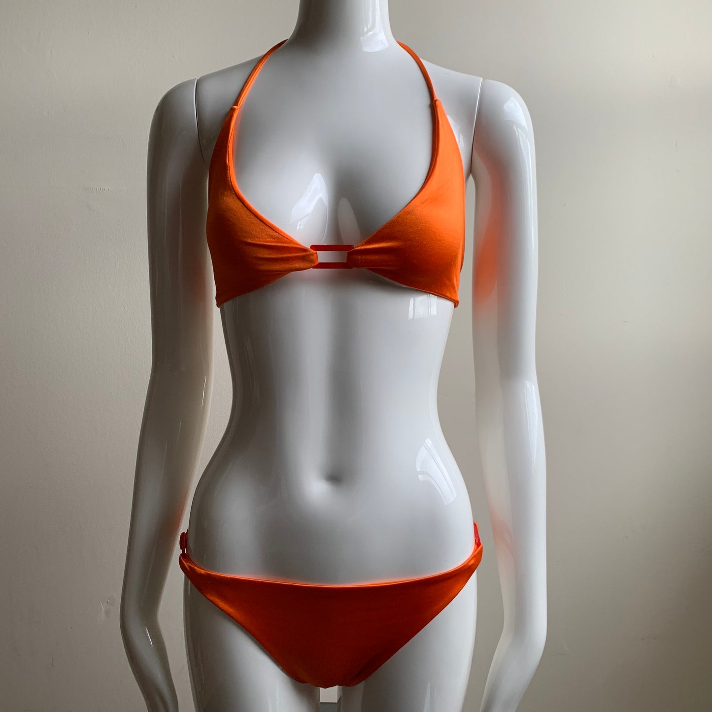 Sauvage california Orange satin bikini Large top & Small Bottom Luxury bikini