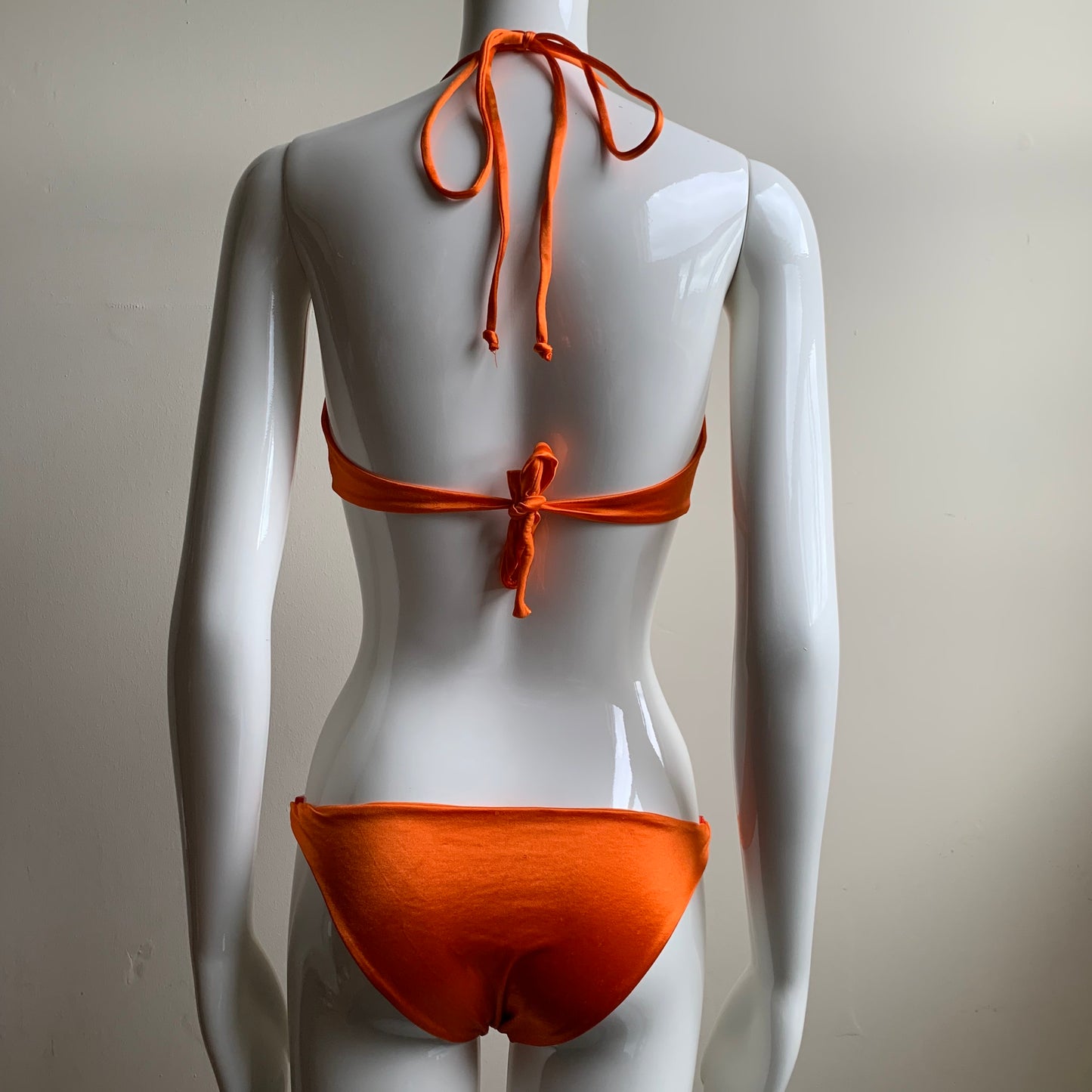 Sauvage california Orange satin bikini Large top & Small Bottom Luxury bikini