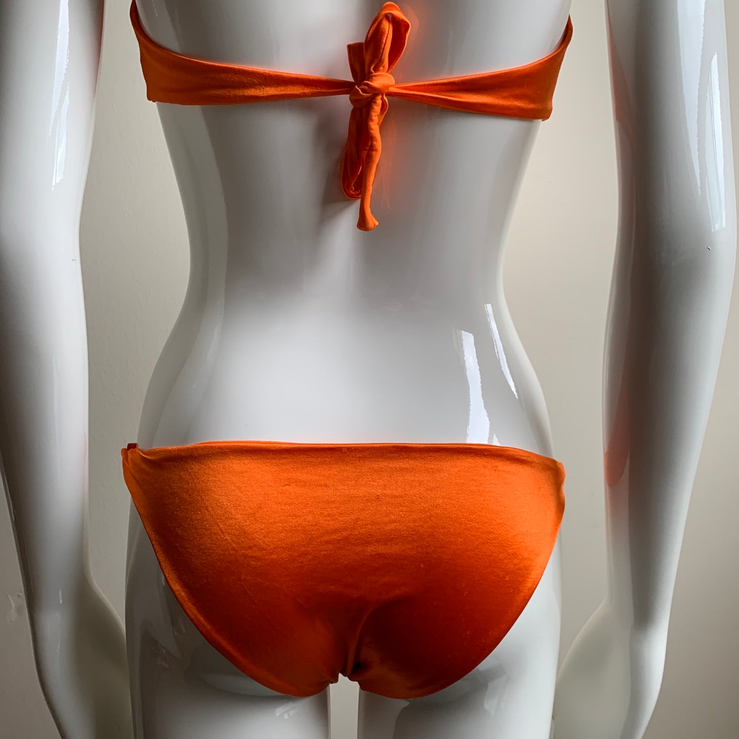 Sauvage california Orange satin bikini Large top & Small Bottom Luxury bikini