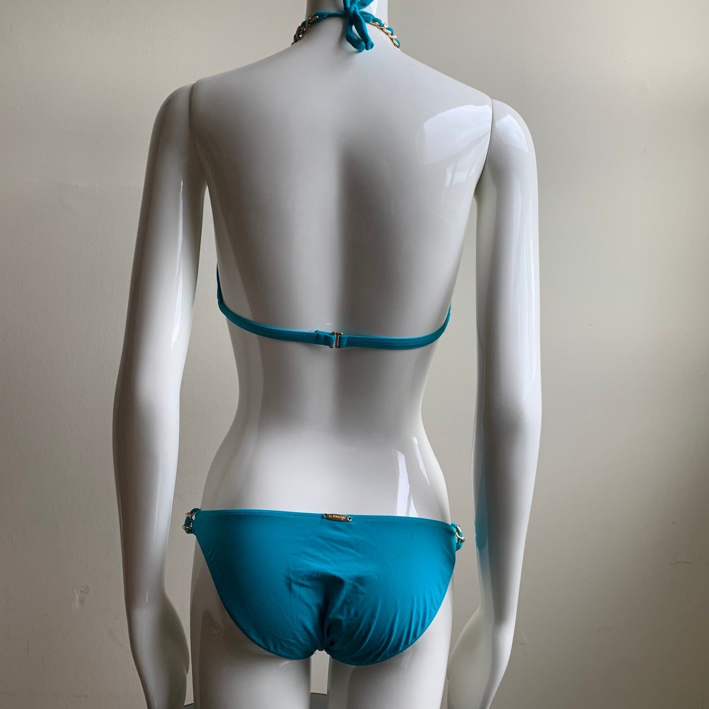 Sauvage california Turquoise Blue Gold Chain high neck luxury bikini