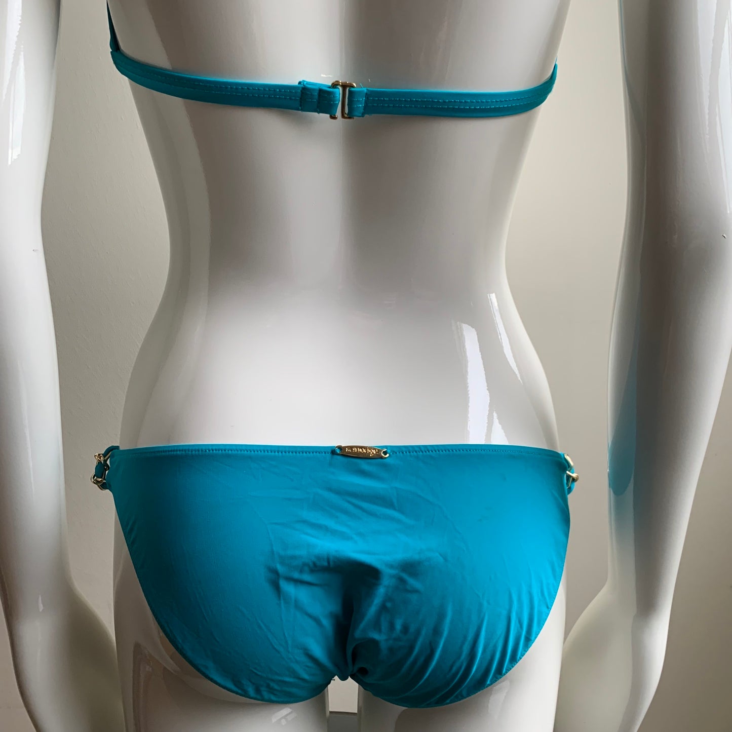 Sauvage california Turquoise Blue Gold Chain high neck luxury bikini