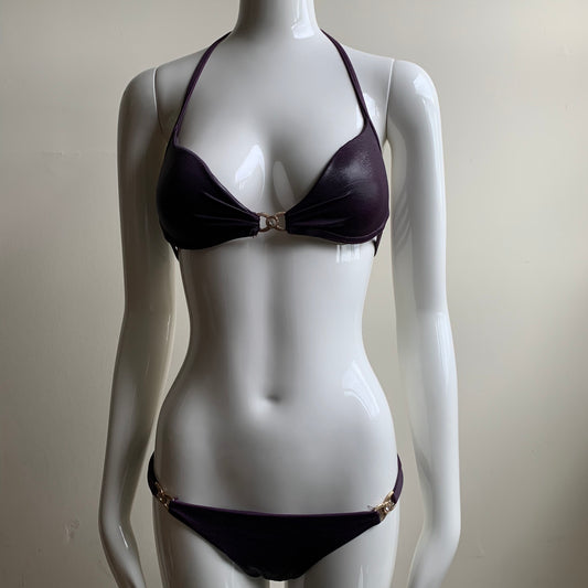 Sauvage california Plum gold crystal strappy underwire luxury bikini