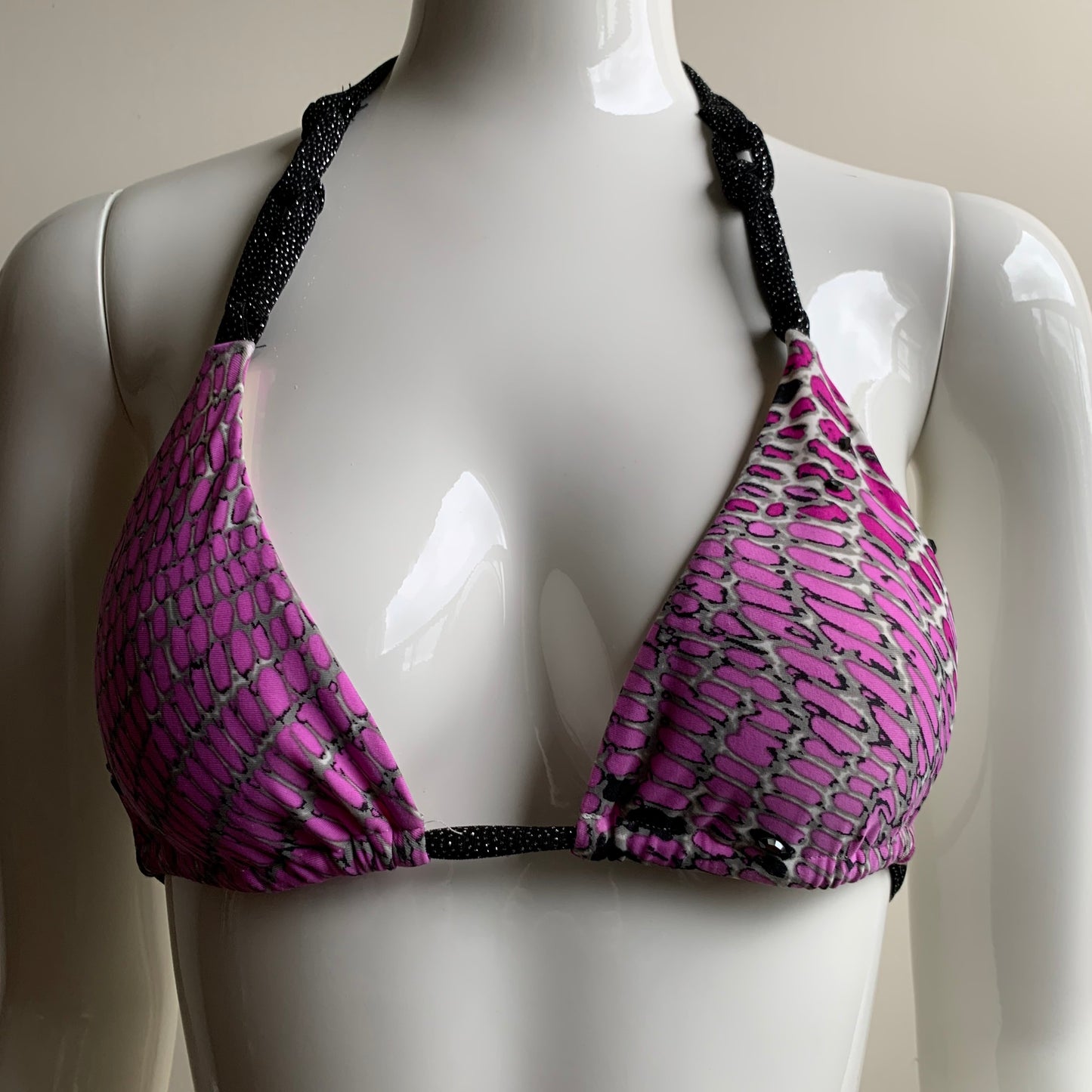 Sauvage purple black crystal snakeskin bikini