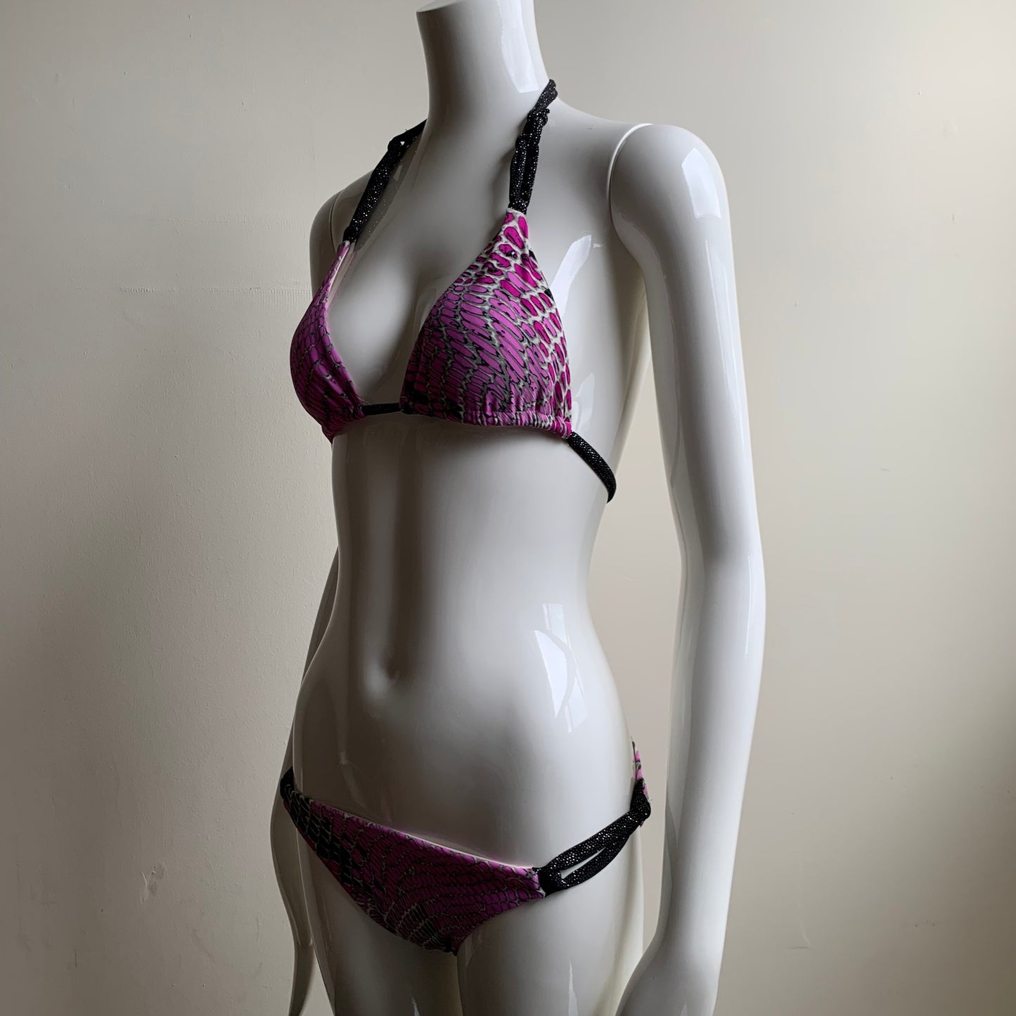 Sauvage purple black crystal snakeskin bikini