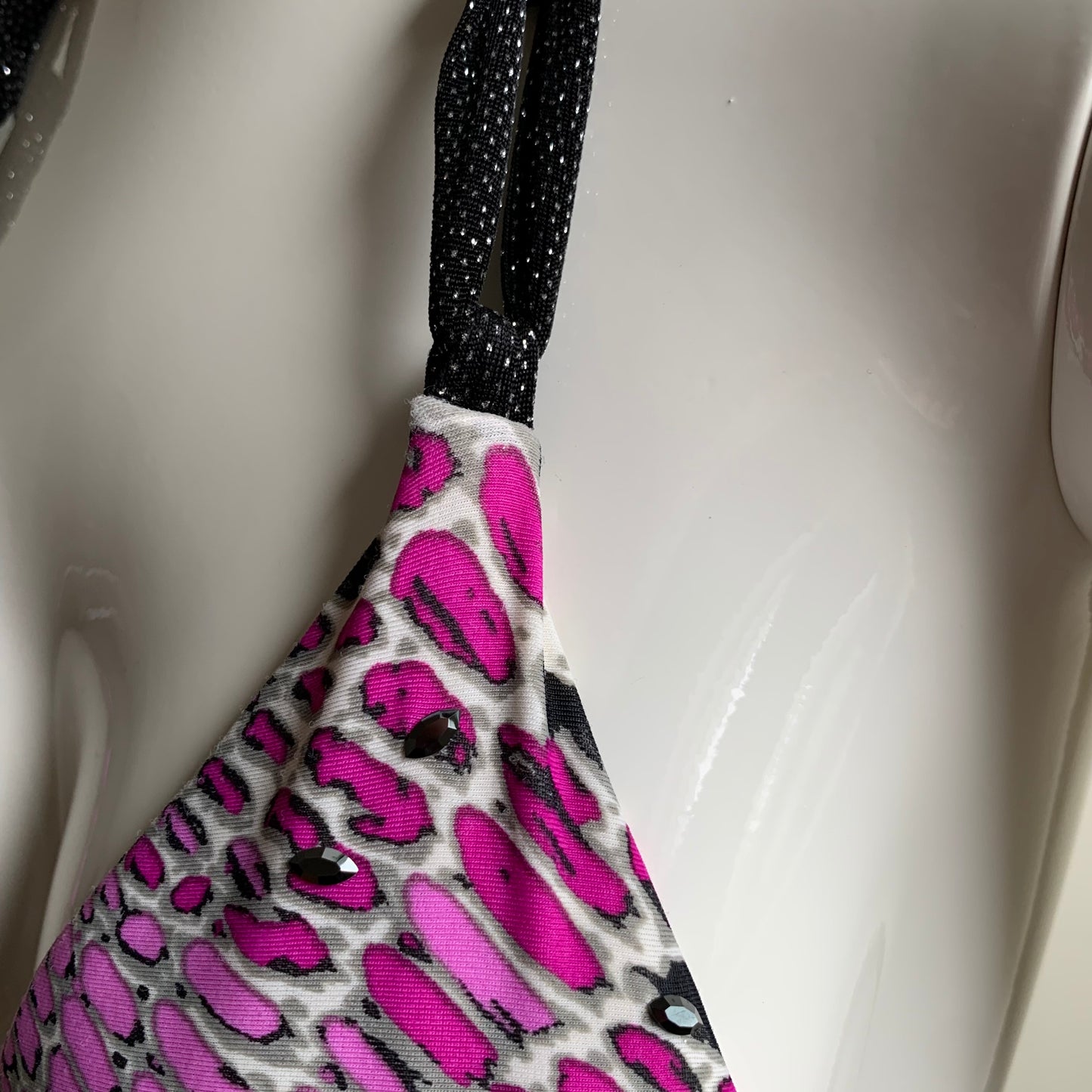Sauvage purple black crystal snakeskin bikini
