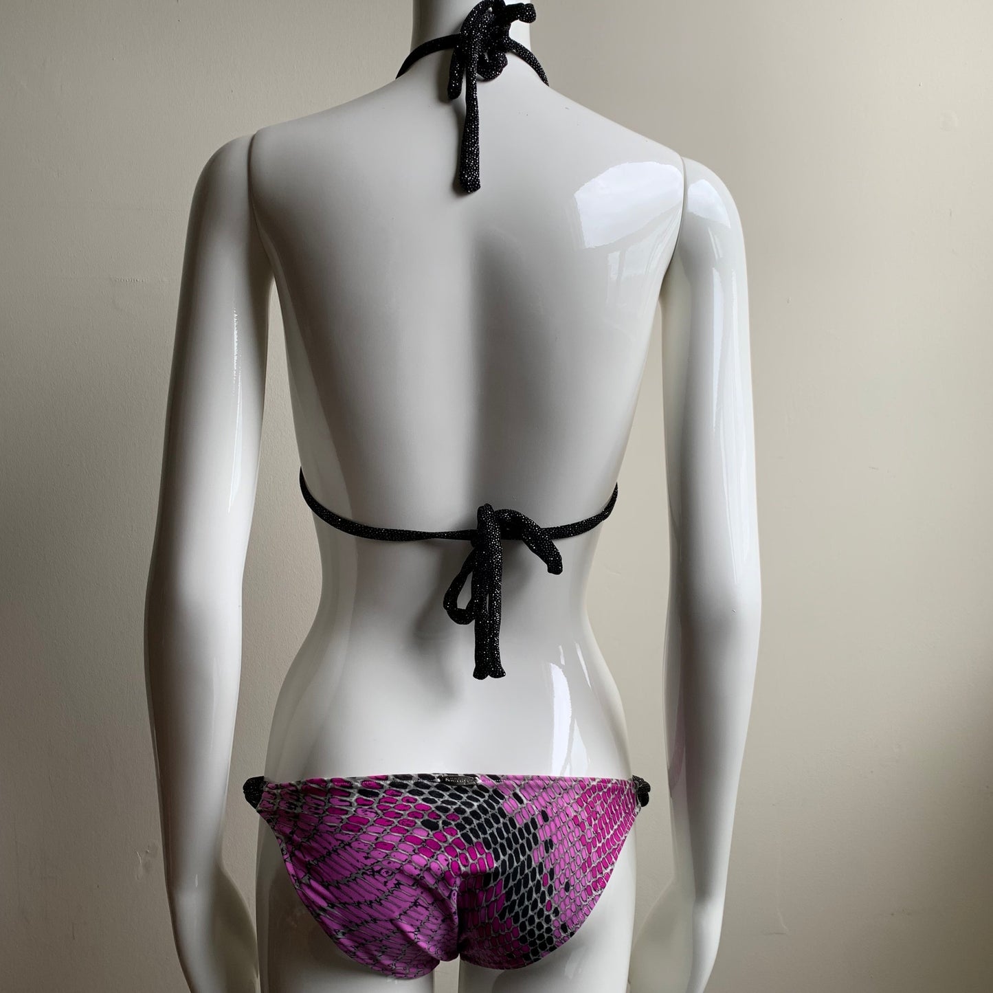 Sauvage purple black crystal snakeskin bikini