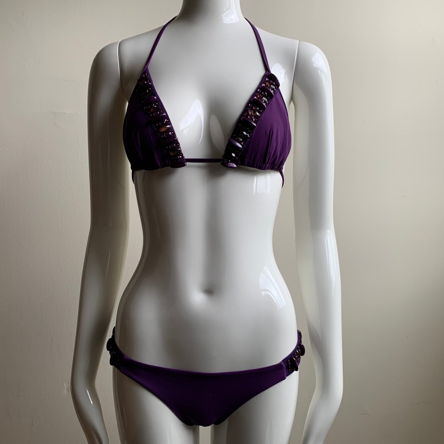 Sauvage Luxe plum purple beaded sequin bikini