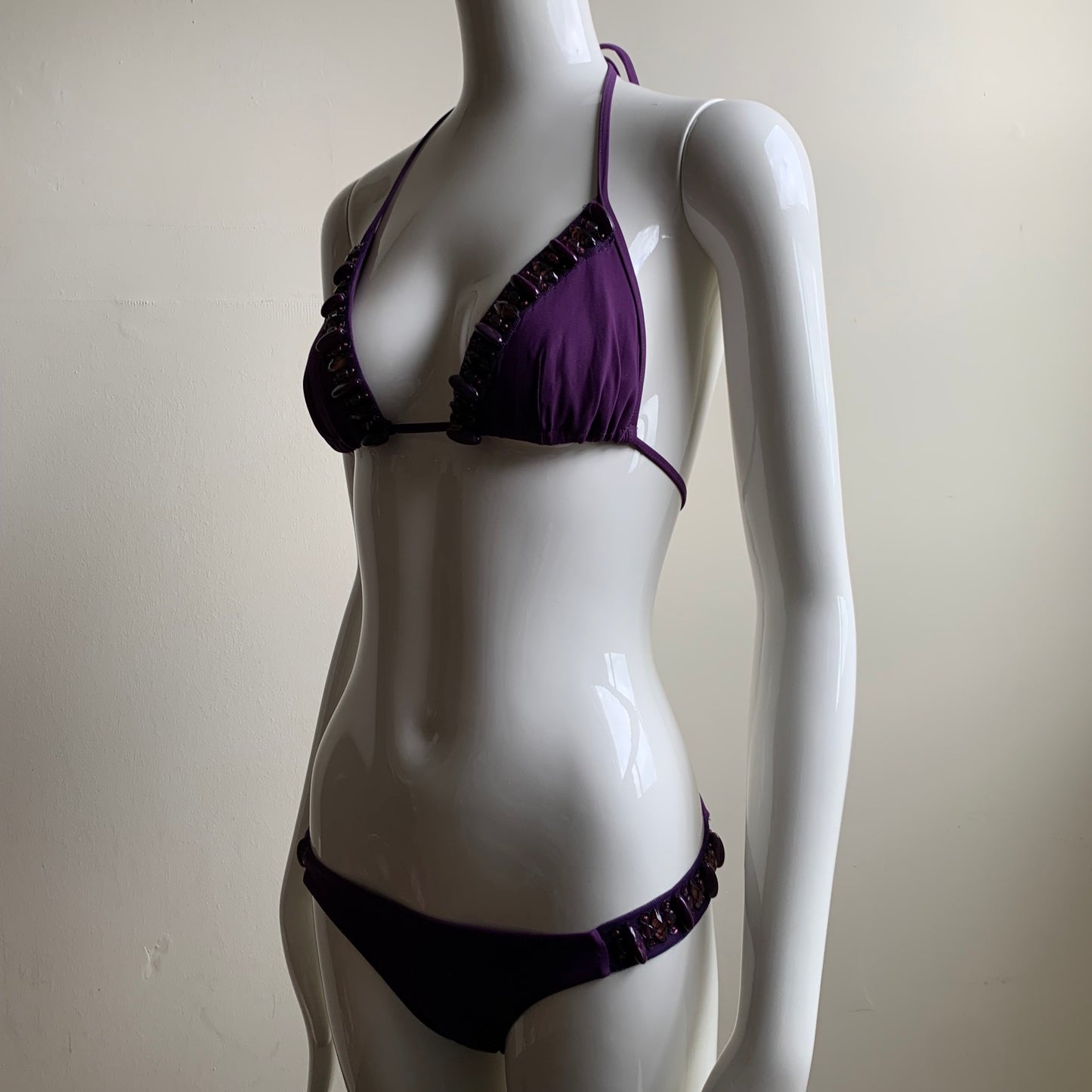 Sauvage Luxe plum purple beaded sequin bikini