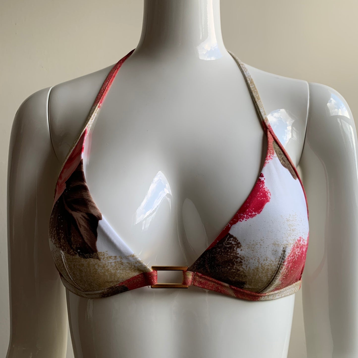 Sauvage cream gold red rose floral bikini