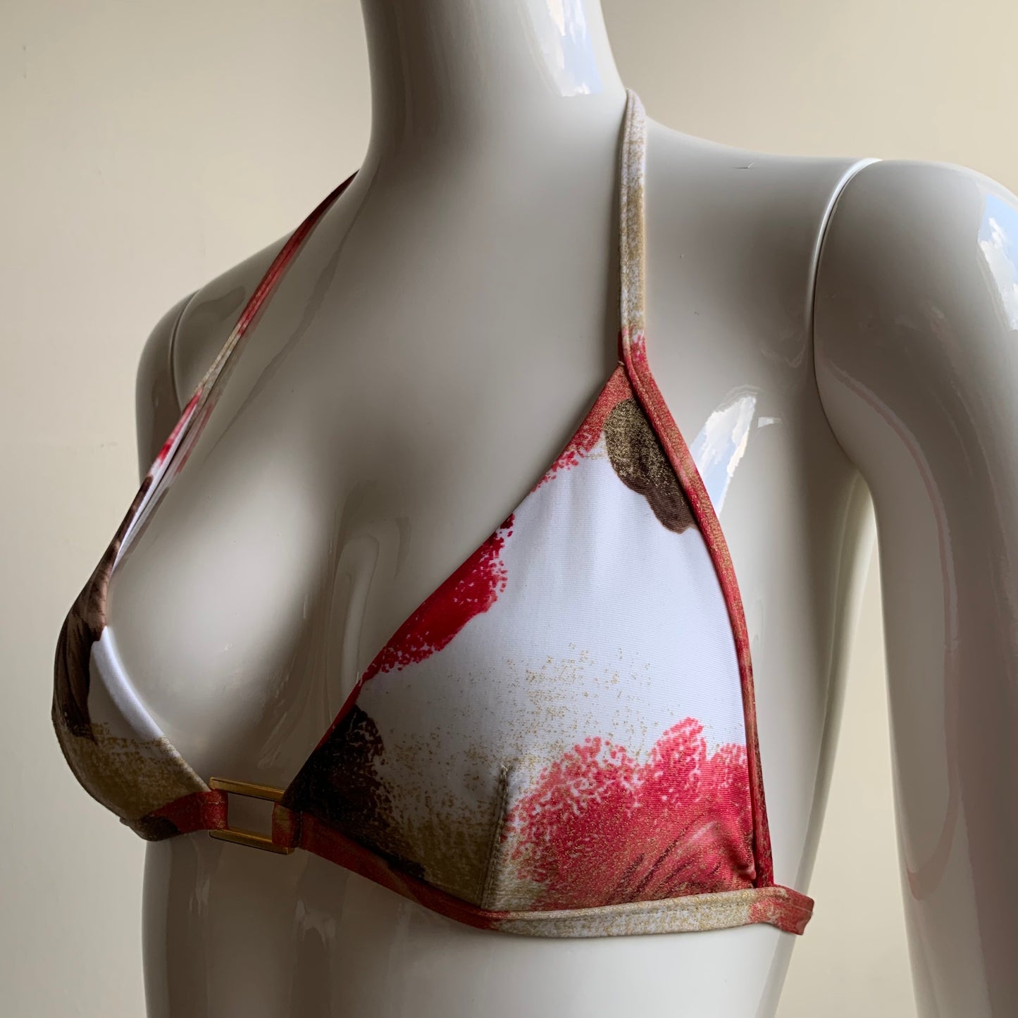Sauvage cream gold red rose floral bikini
