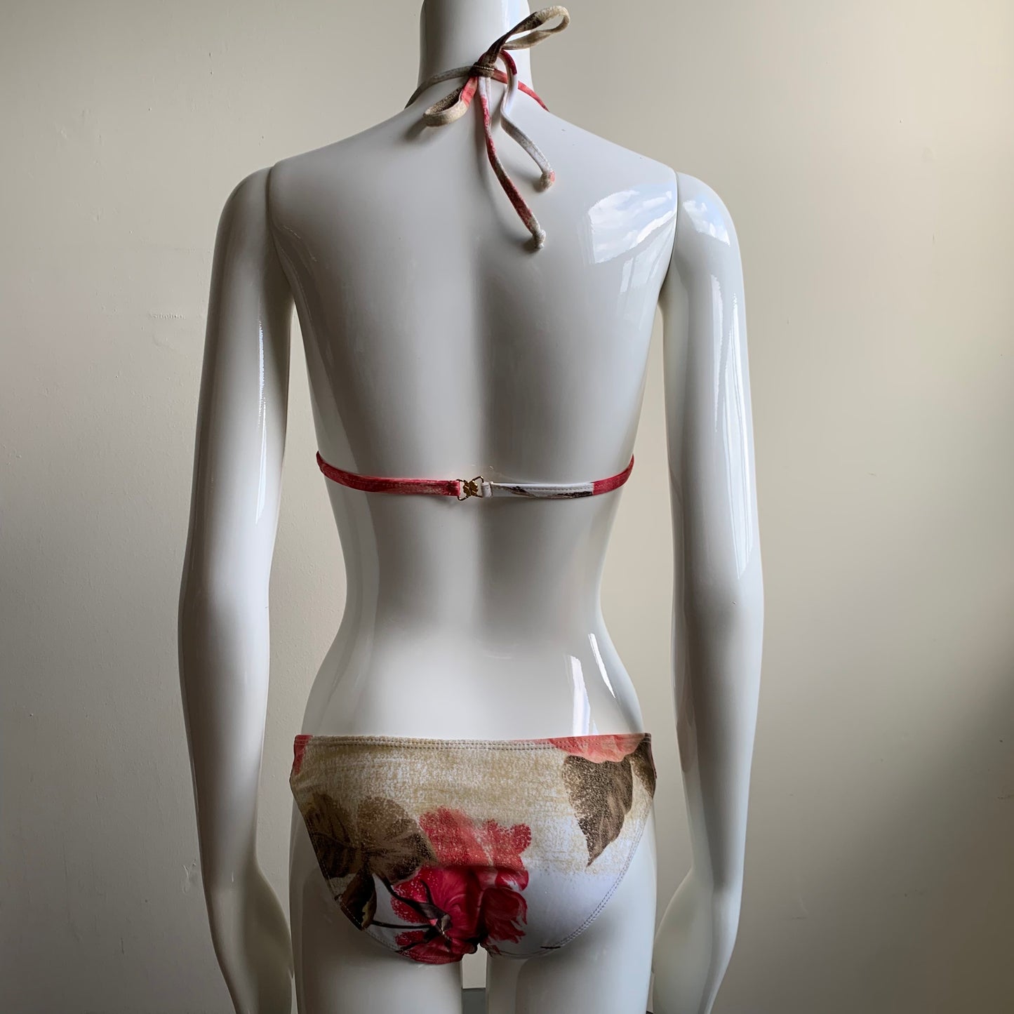 Sauvage cream gold red rose floral bikini