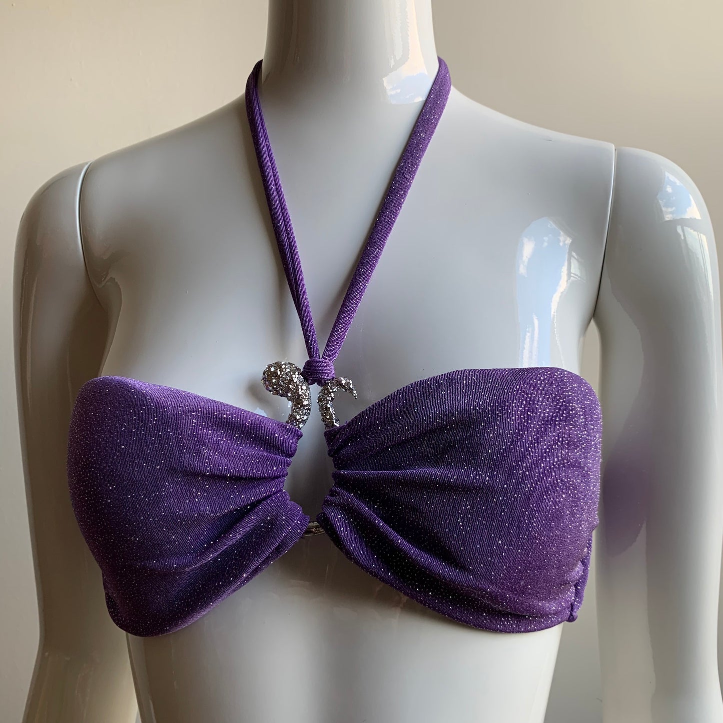 Sauvage purple glitter snake bandeau bikini