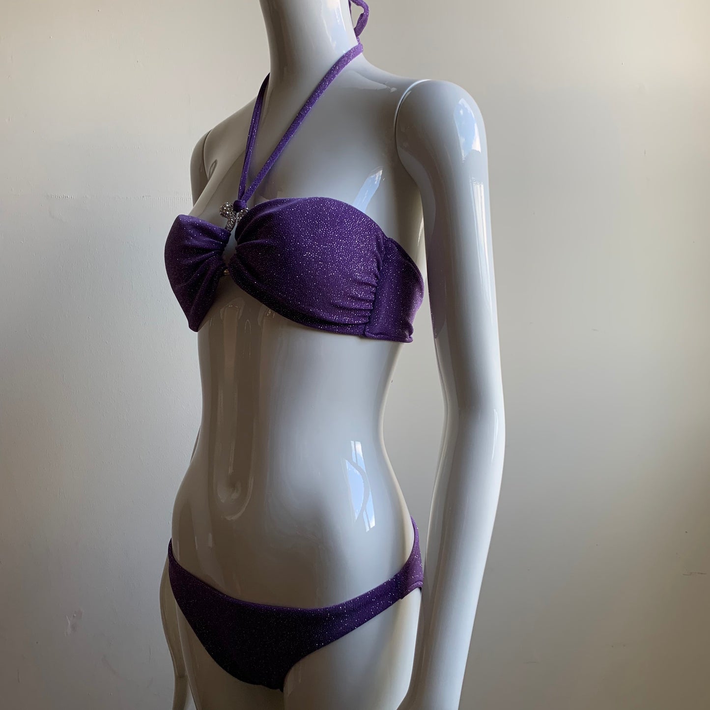 Sauvage purple glitter snake bandeau bikini