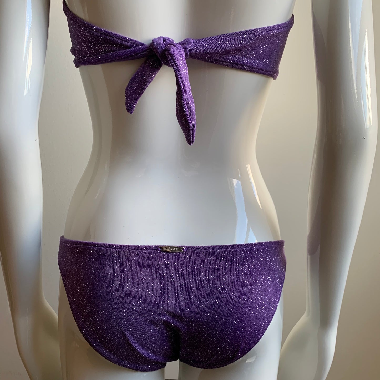 Sauvage purple glitter snake bandeau bikini