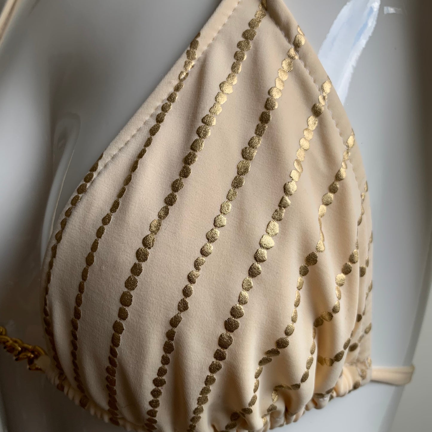 Sauvage cream & gold stars chain luxury bikini