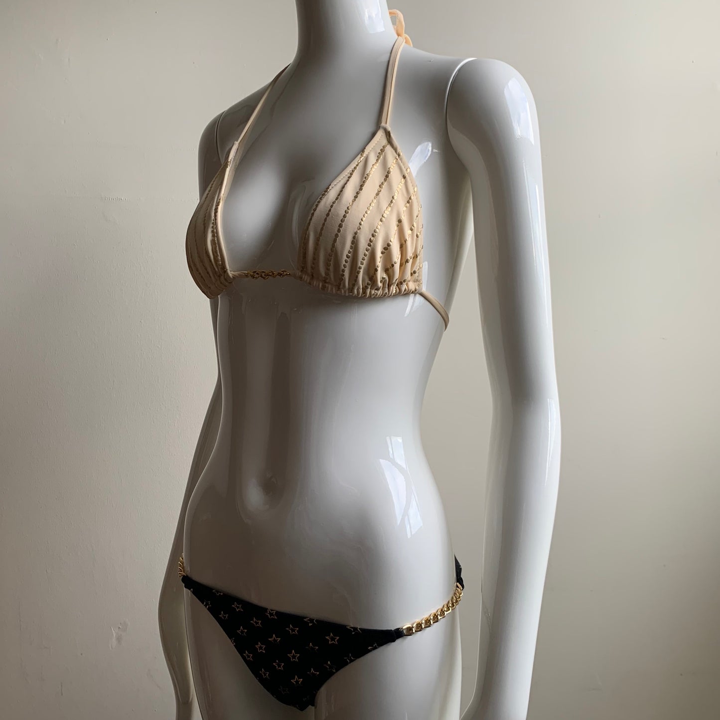 Sauvage cream & gold stars chain luxury bikini