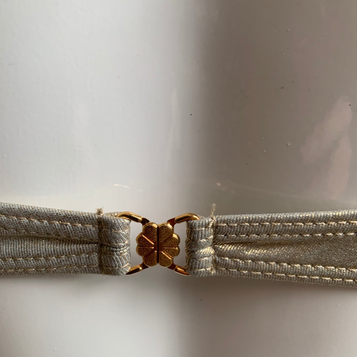 Sauvage Luxury gold foil twist ruched bandeau bikini top