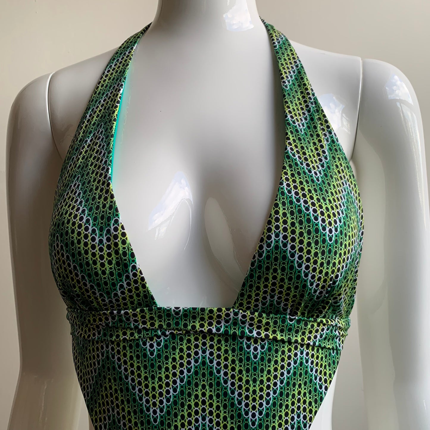 Sauvage Monokini Green printed cut out one piece swimsuit