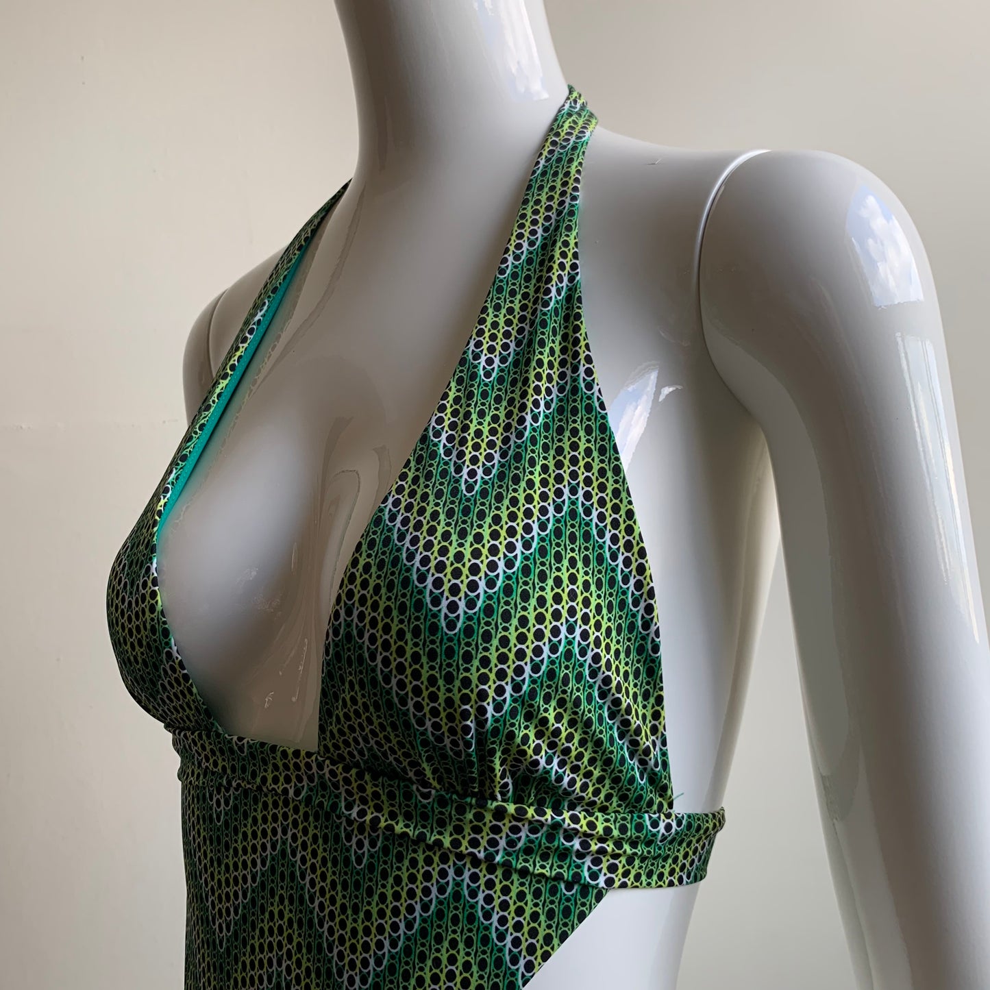 Sauvage Monokini Green printed cut out one piece swimsuit