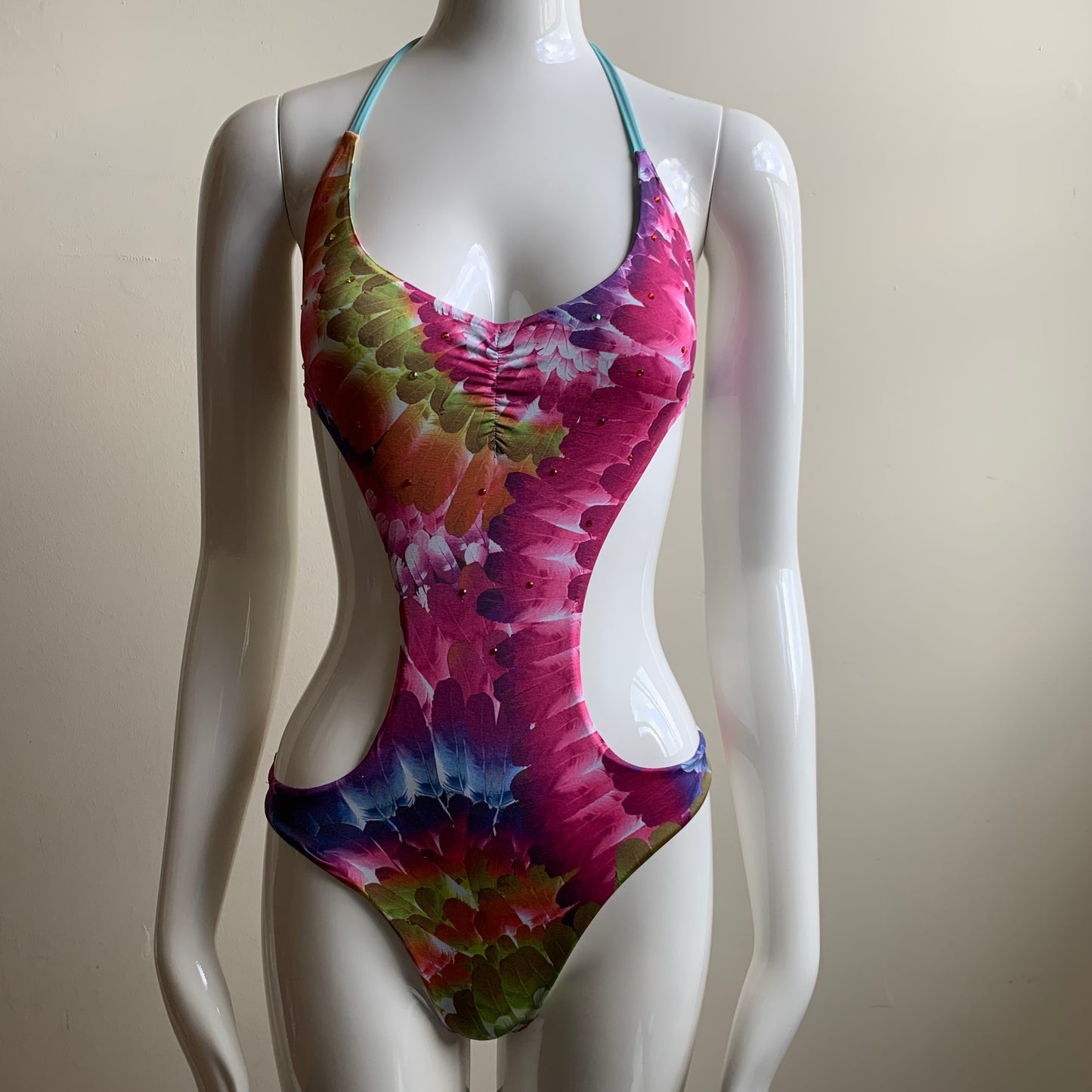 Sauvage monokini multicolor printed cut out one piece swimsuit