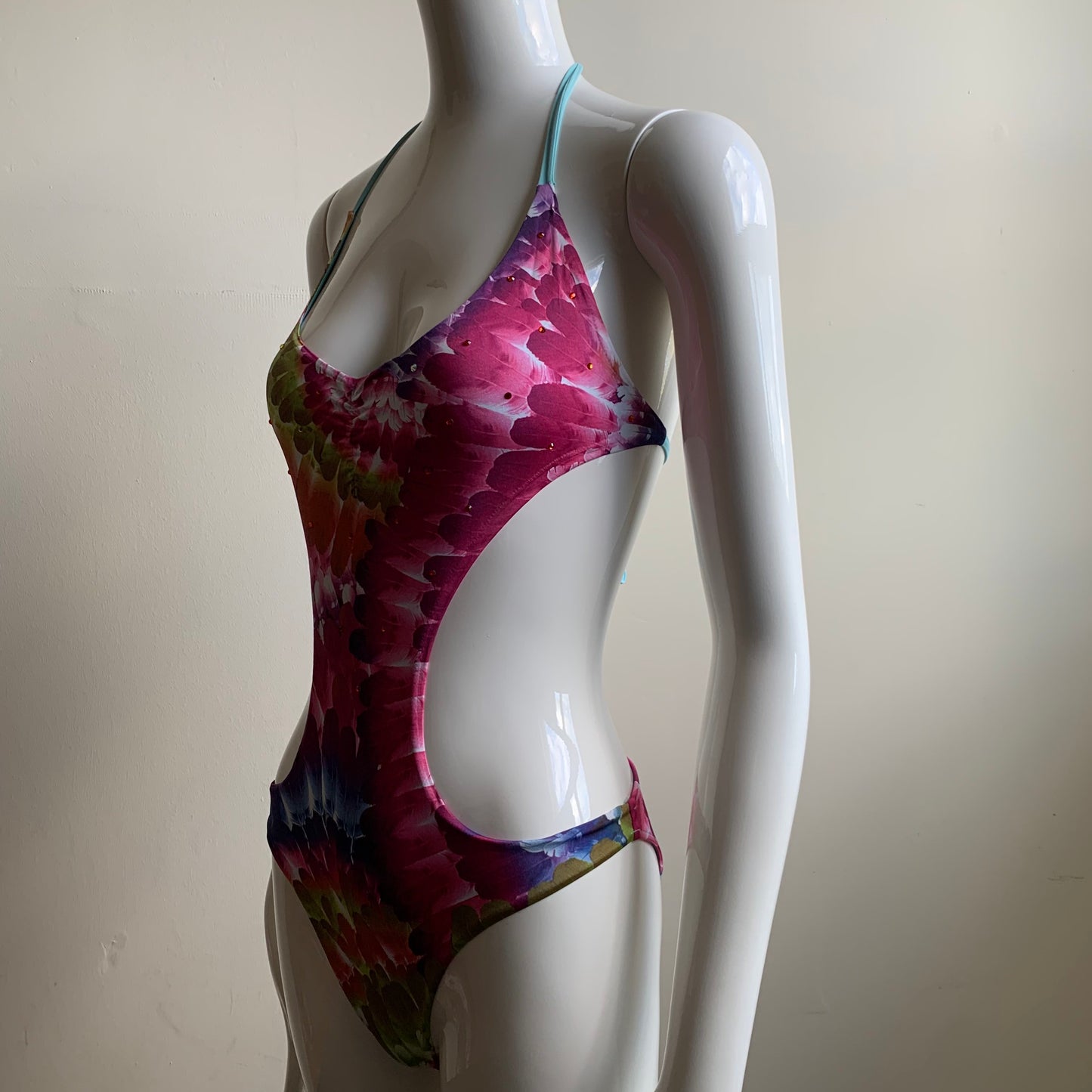 Sauvage monokini multicolor printed cut out one piece swimsuit