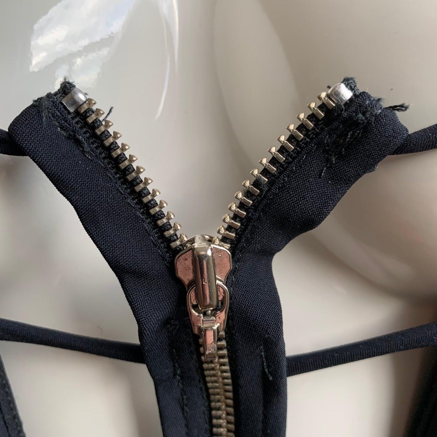 Sauvage monokini Black zipper cut out strappy one piece swimsuit