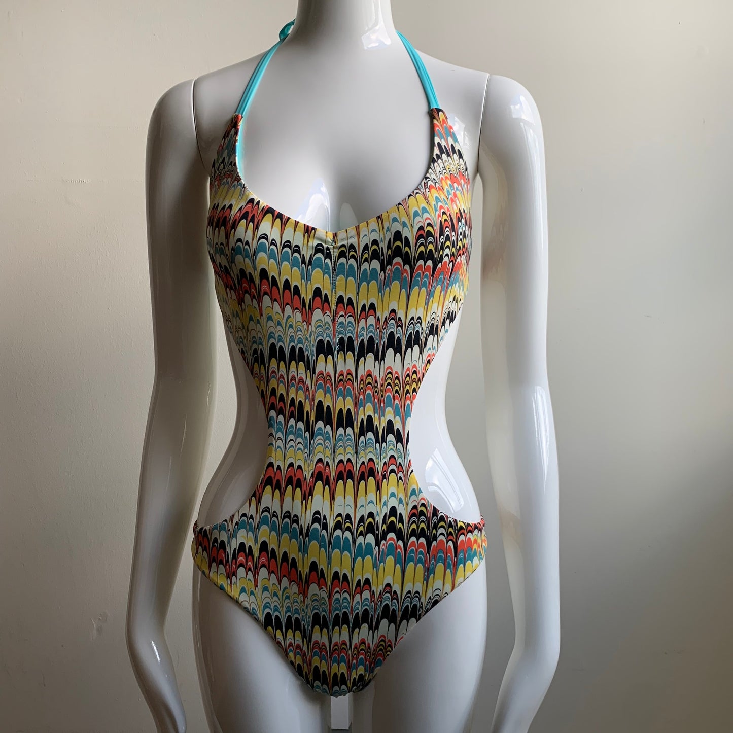 Sauvage monokini multicolor printed cut out one piece luxury swimsuit