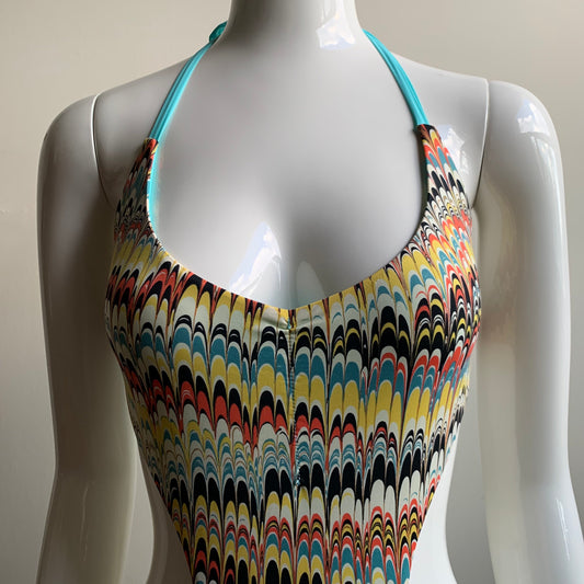 Sauvage monokini multicolor printed cut out one piece luxury swimsuit
