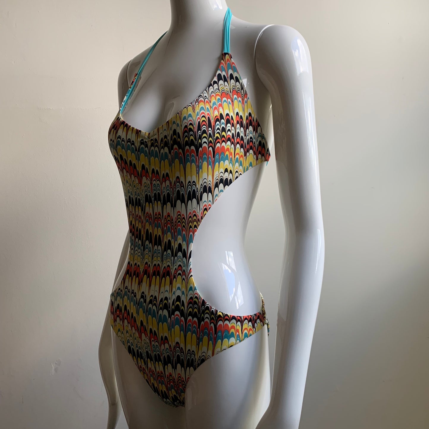 Sauvage monokini multicolor printed cut out one piece luxury swimsuit