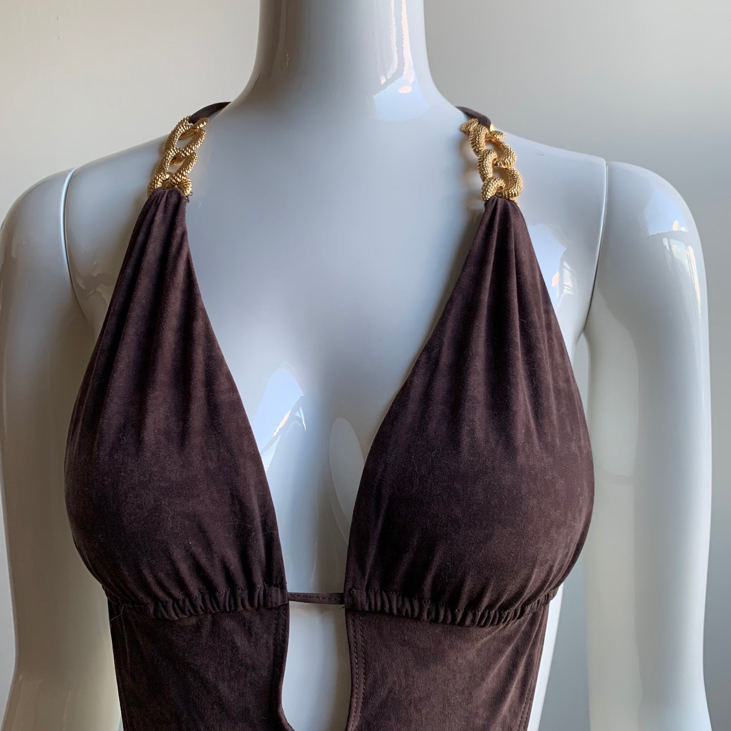 Sauvage monokini Brown & Gold cut out one piece swimsuit