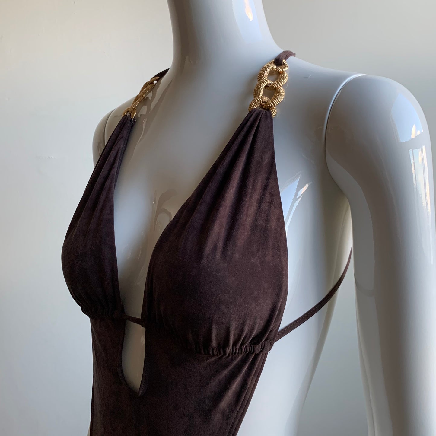 Sauvage monokini Brown & Gold cut out one piece swimsuit