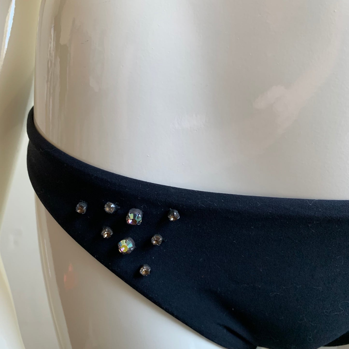 Sauvage black swarovski crystal snake one shoulder strap bandeau bikini top set