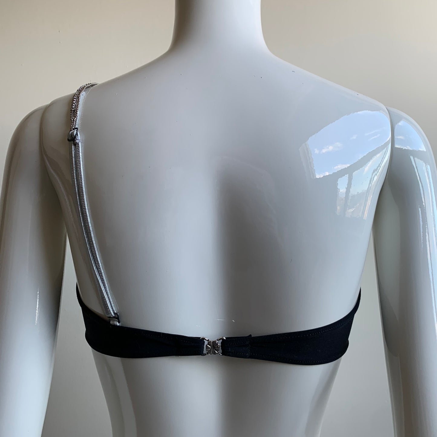Sauvage black swarovski crystal snake one shoulder strap bandeau bikini top set