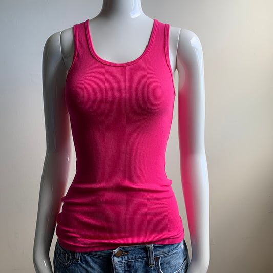 American apparel hot pink ribbed cotton tank top medium