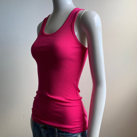 American apparel hot pink ribbed cotton tank top medium