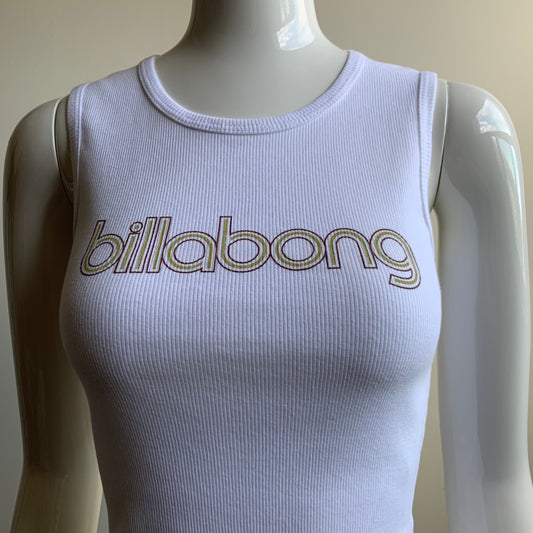 Billabong surf white ribbed logo cotton tank top