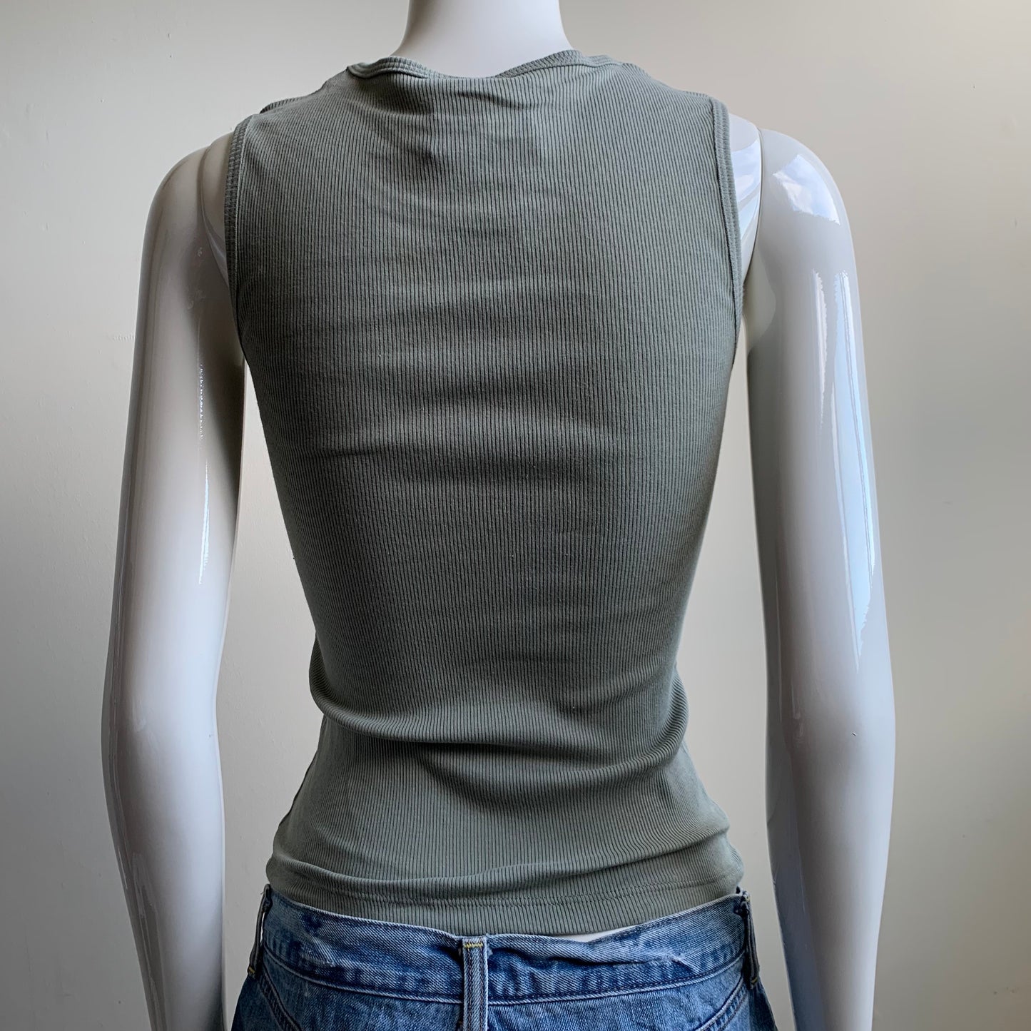 Billabong surf olive green cotton ribbed logo tank top